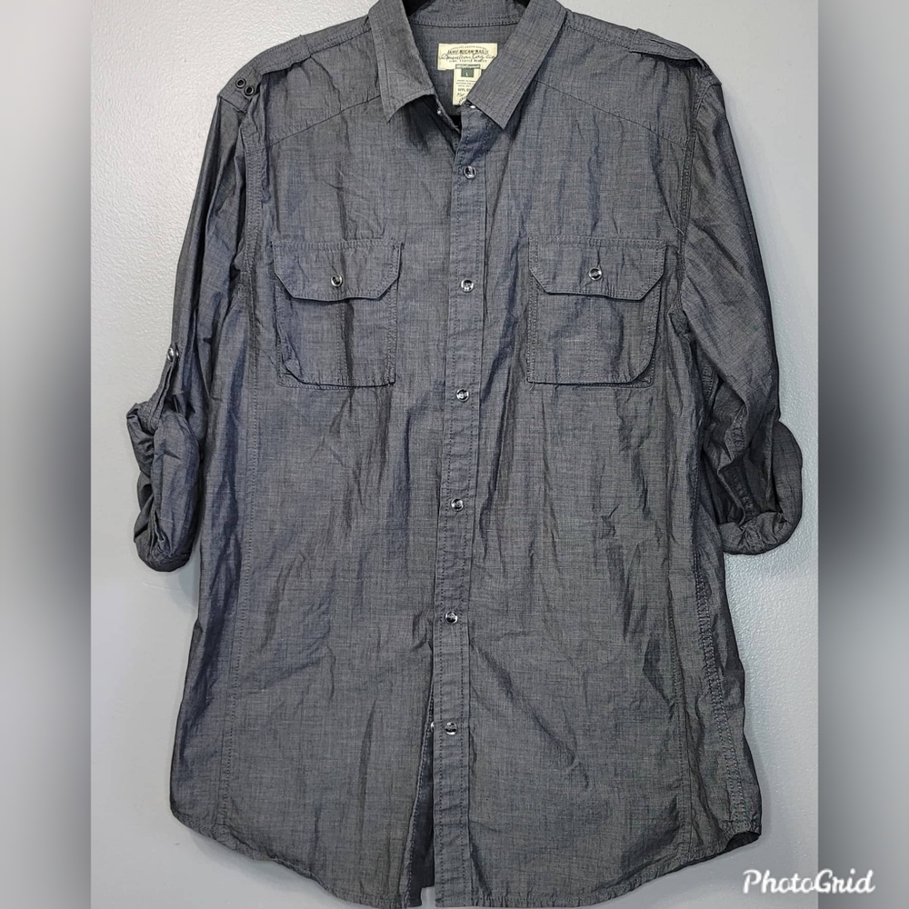 Men's Gray American Eagle Button-down Shirt